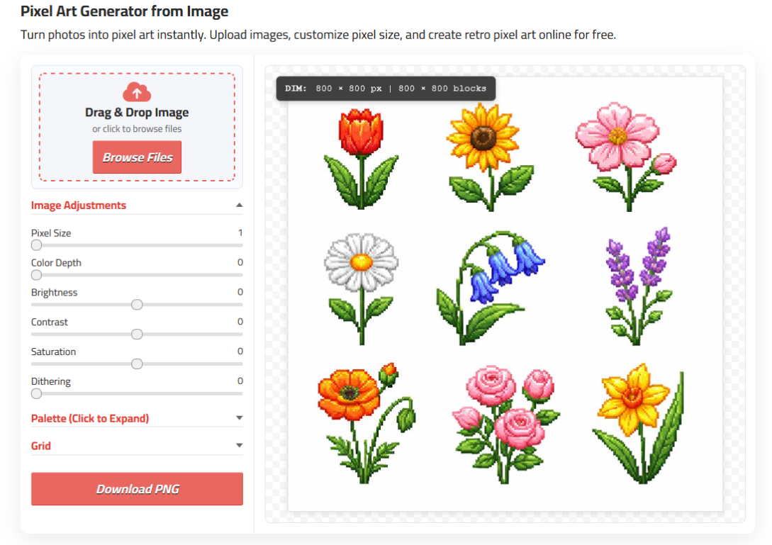 ditsy pixel art generator