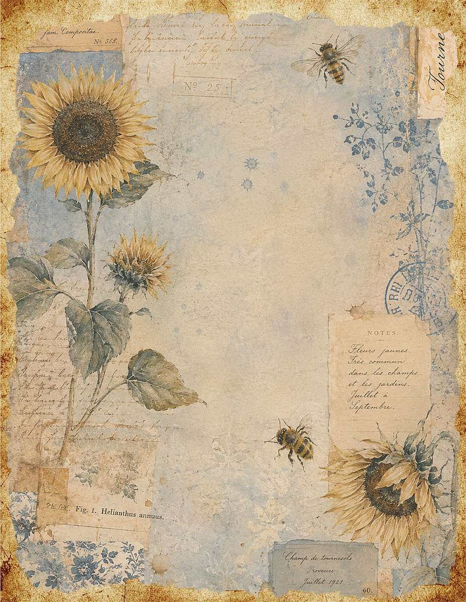 Faded Blue & Sunflower Page